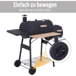 Outsunny® Smoker Grill BBQ Holzkohlengrill Grillwagen Mit 2 X Brennkammer Schornstein Schwarz 124 X 53 X 108 Cm -Grill Verkauf 11745402 5