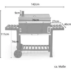 TAINO HERO XXL Smoker BBQ Grillwagen Holzkohlegrill Grill Räucherofen Schwarz -Grill Verkauf 32914010 5