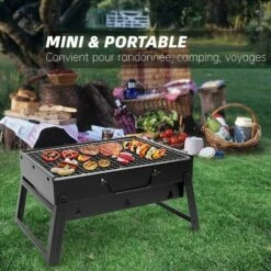 Tragbarer Grill Mini Faltbarer Holzkohlegrill BBQ Grill Zerlegbarer Tischgrill 35 X 27 X 19,5 Cm Für Garten, Balkon, Reisen, Camping - Schwarz -Grill Verkauf 71302689 4