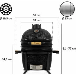 BBQ-Toro Kamado Grill Holzkohlegrill Ø 39 Cm SHIRO Mit Thermometer Und Holzgriffen, Schwarz -Grill Verkauf 87223622 3