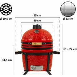 BBQ-Toro Kamado Grill Holzkohlegrill Ø 39 Cm SHIRO Mit Thermometer Und Holzgriffen, Rot -Grill Verkauf 87223624 3