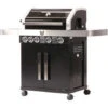 No Name BBQ CHIEF Gasgrill 9.0 - 4 Edelstahl Brenner, Seitenbrenner, 14 KW, Gussrost, Drehspieß, Deckel, Thermometer, Rollen, Schwarz - Grill, Grillwagen, Grillstation Für Camping, Balkon, Garten -Grill Verkauf 95637955 1