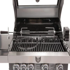 No Name BBQ CHIEF Gasgrill 9.0 - 4 Edelstahl Brenner, Seitenbrenner, 14 KW, Gussrost, Drehspieß, Deckel, Thermometer, Rollen, Schwarz - Grill, Grillwagen, Grillstation Für Camping, Balkon, Garten -Grill Verkauf 95637955 3