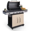 No Name BBQ Chief Gasgrill Creme - 4 Brenner Aus Edelstahl, Mit Seitenbrenner, Deckel, Thermometer, Rollen, Für Camping/Balkon/Garten, 13,3 Kw, Gusseisen Grillrost - Grill, Grillwagen, Grillstation -Grill Verkauf 96761195 1