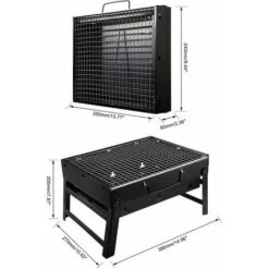 Barbecue Grill, Tragbar Und Faltbar Edelstahl Rauchfrei Holzkohle Tischgrill Outdoor BBQ Für Garten Terrasse Picknick Camping Reisen (36 X 29 X 7,5 Cm) -Grill Verkauf 97837140 3